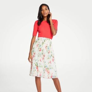 🏆 Ann Taylor, Floral Pleated Skirt, Women's 4